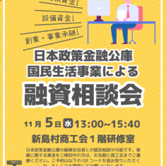 11月5日（火）日本政策金融公庫による 融資相談会のご案内（新島・式根島）